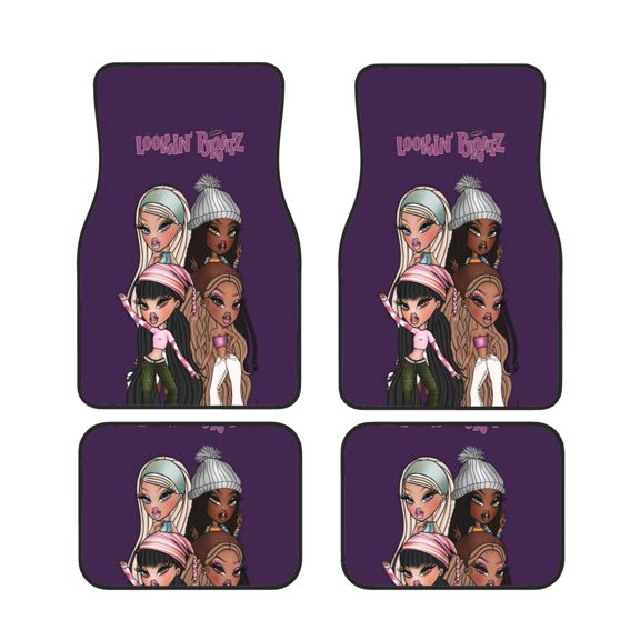 4PCS Brat-z Car Floor Mats for Most Cars Sedan SUV Truck,All Weather Cute Front & Rear Automotive Floor Mats