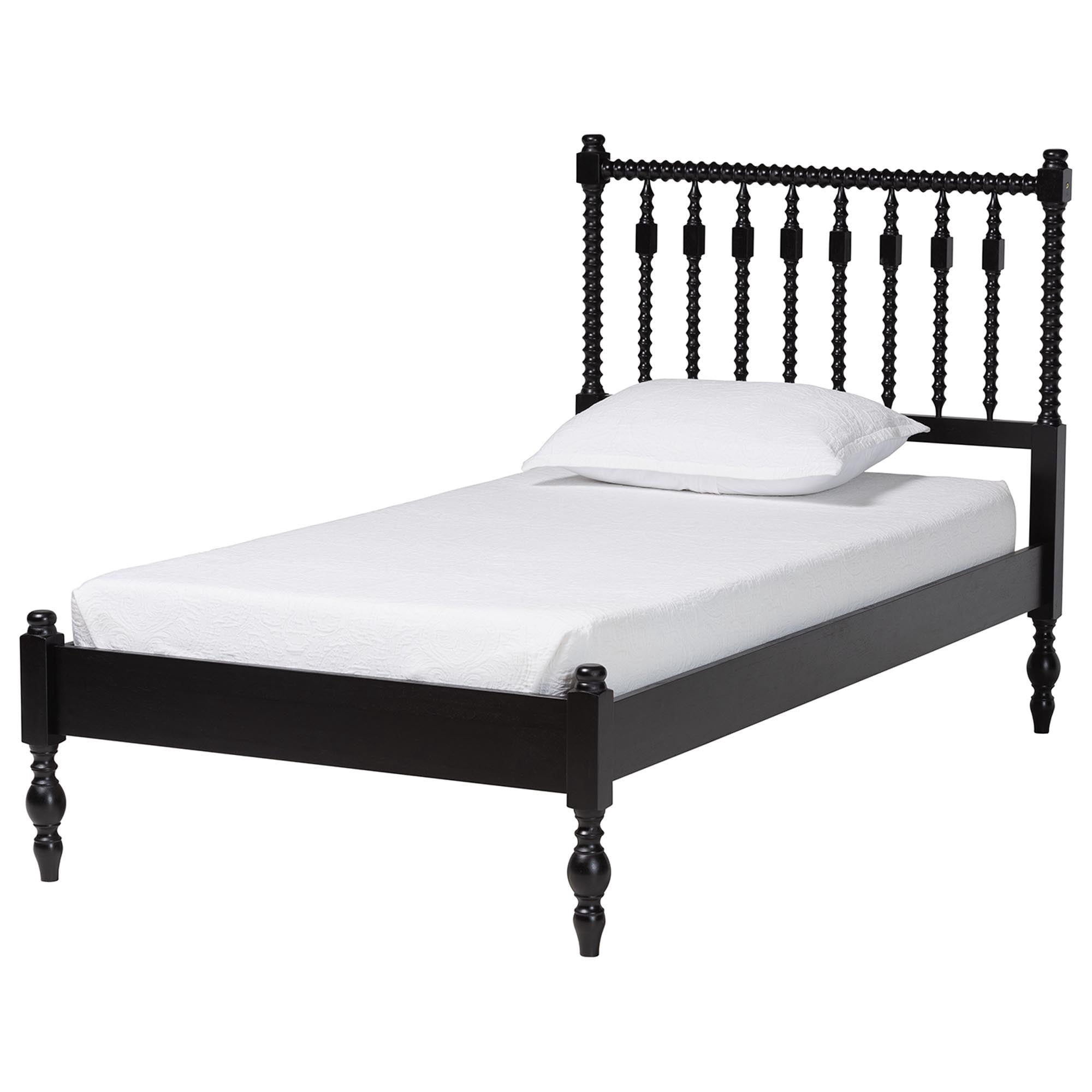 Baxton Studio Denita Farmhouse Bedroom Set, Twin, 4-Piece, Black