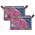 thumbnail image 3 of Retro Flamingo Foldable Storage Large Fabric Storage Baskets Organizer Storage Bins with Handles for Shelves, 3 of 8