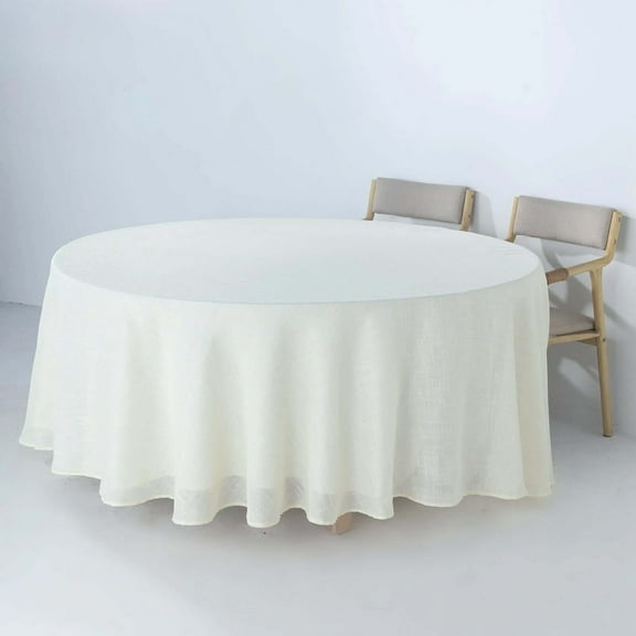 Efavormart 108" Premium White Faux Linen Tablecloth | Slubby Textured Wrinkle Free Tablecloth