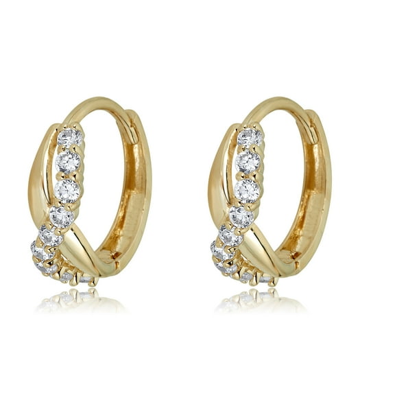 AVORA 14K Yellow Gold Infinity Huggie Hoop Earrings