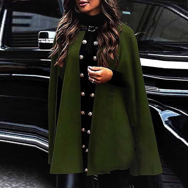 Capa de mujer, gabardina corta, elegante, con botones, para mujer