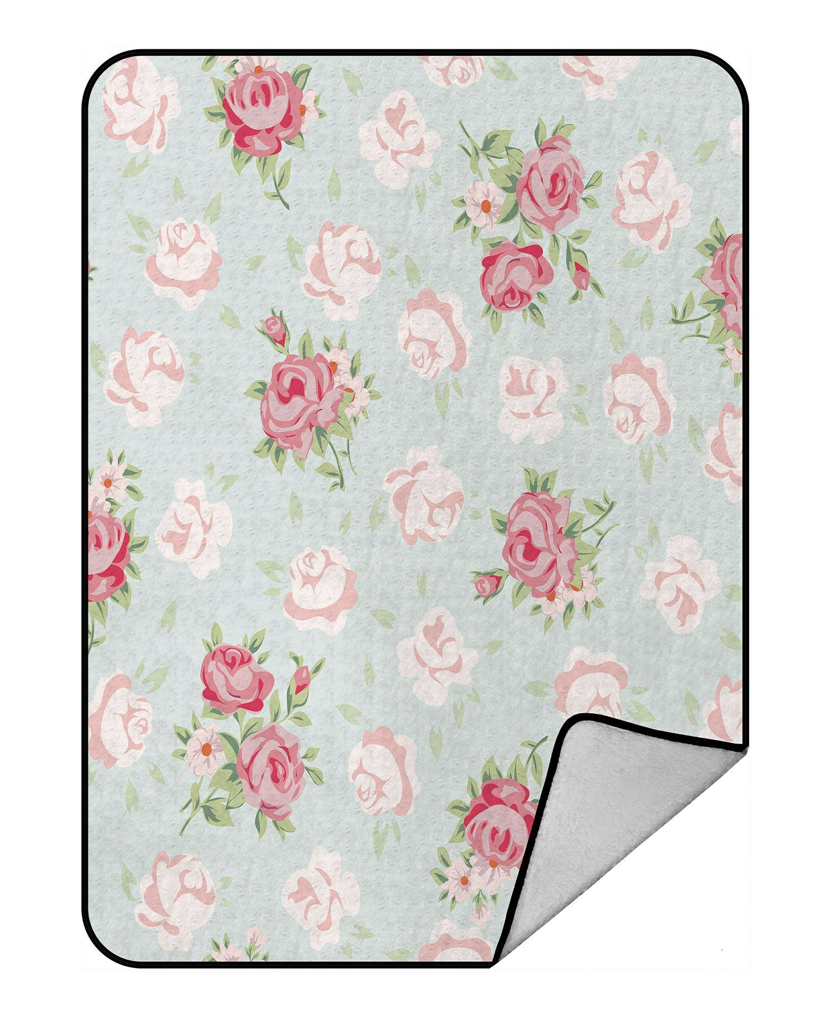 ECZJNT Floral vintage pattern Shabby chic rose Throw Blanket Fleece