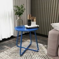 Simenmax Side Table, Round Coffee Tea End Table, Modern Sofa Side Table for Living Room, Bedroom, Blue