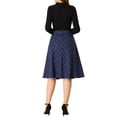 thumbnail image 4 of MODA NOVA Junior's Plaid High Waist Belted A-Line Casual Mid Skirt Blue S, 4 of 7