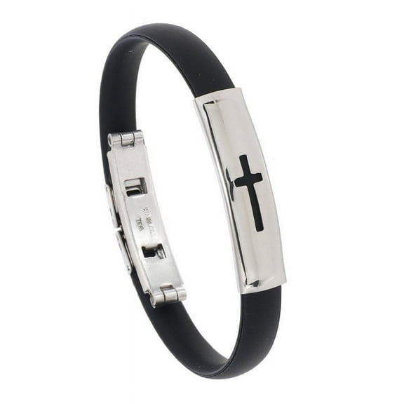 Veshon Men's Leather Bracelet with Stainless Steel Wristband Cuff Bangle Personality Bracelets