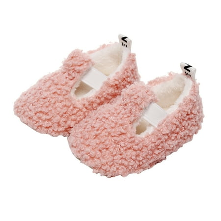 

kpoplk Toddler Sneaker Girls First Girls Walkers Baby Shoes Cotton Plush Boys Casual Shoes Infant Single Baby Shoes(Pink)