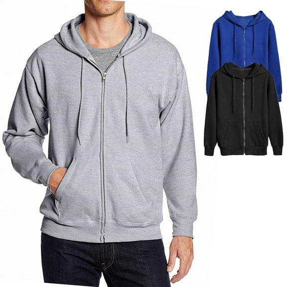 Men's Spring Autumn Casual Sweatshirt Fleece Hoodie Zip-up Jacket(Gray,M)