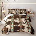thumbnail image 2 of Erosebridal Hippie Cow Print Quilt Full, Mid Century Aztec Full Bedspread Sets, 3 Pieces, 2 of 7