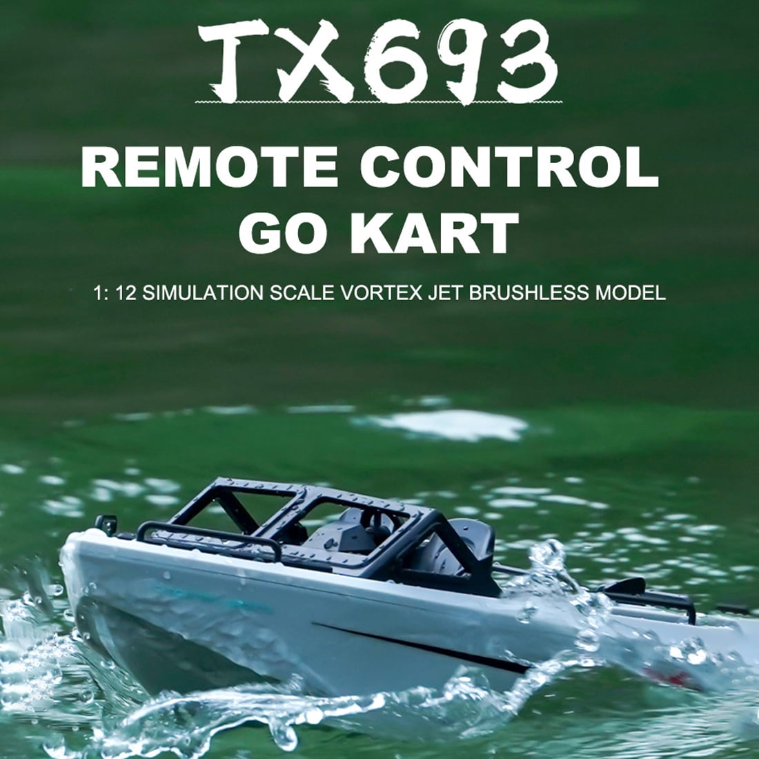 1/12 High Speed RC Jet Boat, Brushless Motor Watercraft Electric Remote Control Boat with Safe Internal Propeller, 2.4GHz 50m Range, Long Endurance Summer Water Toy (White)