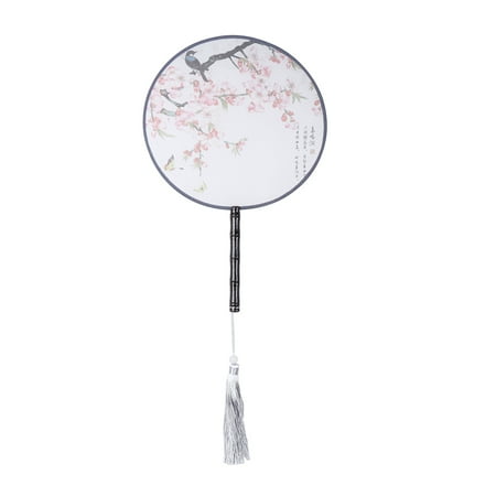 

Vintage Fan Vintage Hand Fan Chinese Style Dance Hand Fan Simulate Flower and Bird Fan Wooden Handle Hanfu Dress Up Accessary Painting Fan with Tassel