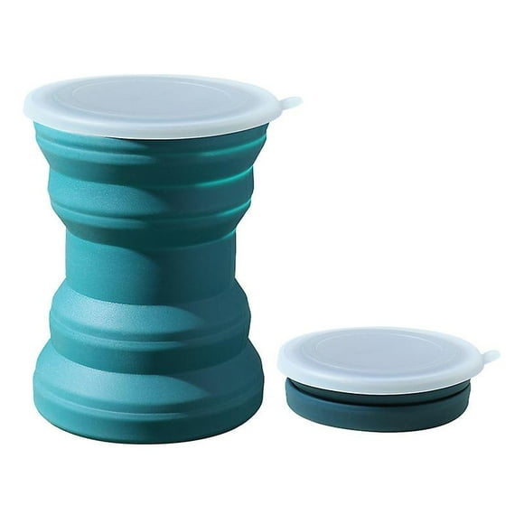 JUSCH TOTQX Silicone Collapsible Cup, Folding Travel Camping Cup With Lid, Coffee Cup, Accompanying Cup, Drop-proof Retractable Heat-resistant Cup Gre