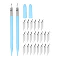 thumbnail image 1 of Arte Artesanía Cuchillos Juego, 2uds Tallado Cuchillo con 24uds Repuesto Metal Hoja para Recortes Álbum Plantilla Afición Bricolaje, PVC Mango Claro Azul (2 Juegos) Unique Bargains cuchillas de repuesto para cuchillos de arte, 1 of 6