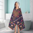 thumbnail image 6 of Purple Boho Tribal Floral and Mandalas Pattern Hooded Bath Towel，60"x35" for Ages 3 To 12 Kids, Quick Dry Lightweight Soft Microfiber Hood Beach Towel Cover Up for Kids, 6 of 7