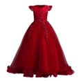 thumbnail image 4 of Fgnfyis Girls Dress Long Flowy Summer Formal Gown for Piano Performance Party Wedding Toddler Girl Dress Red 6-7 Years, 4 of 6