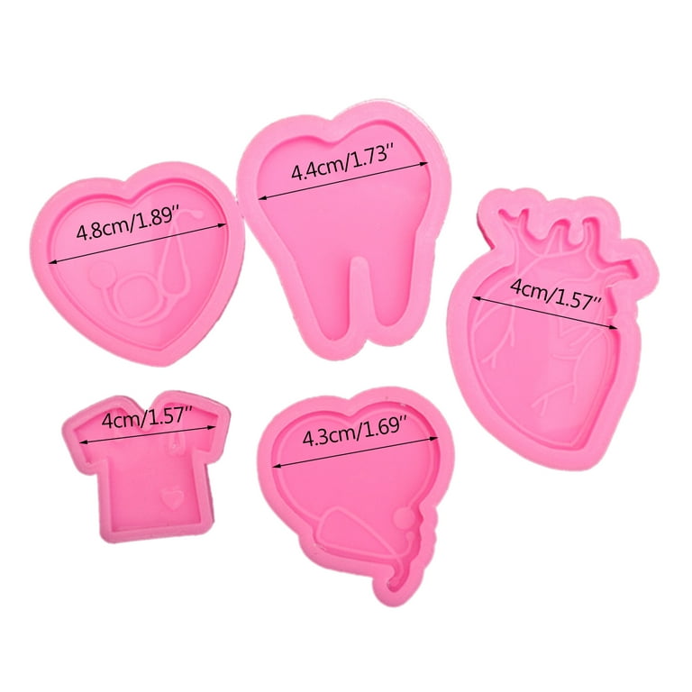 TINYSOME 5 Pcs Doctor Badge Reel Resin Mould ID Card Holder Heart