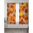 thumbnail image 2 of Sheer Curtains 72 inches Long, Fall Thanksgiving Pumpkin Maple Leaf Linen Bottom Light Filtering Sheer Window Curtains Rod Pocket Voile Drapes for Bedroom Living Room, 52"W x 72"L 2 Panels, 2 of 7