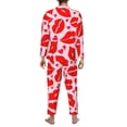 thumbnail image 5 of Mens Pajamas Set - Lips Kiss Comfy Long Sleeve Button Up Pajama Sets for Men 2 Piece, Soft Sleepwear Nightwear Pjs Lounge Sets for Men with Pockets, 5 of 5