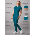 thumbnail image 3 of Adar Addition Ensemble de Sarrau pour Femmes - Haut de Sarrau à Encolure en V Échancrée et Pantalon de Sarrau Cargo Ajusté, 3 of 7