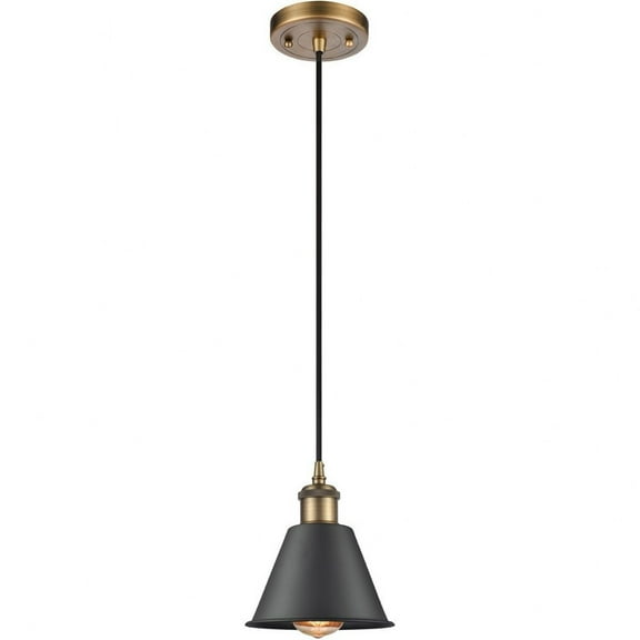 516-1P-BB-M8-BK-LED-Innovations Lighting-Smithfield - 1 Light Mini Pendant In Industrial Style-7.5 Inches Tall and 7 Inches Wide Brushed Brass Matte