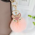 thumbnail image 5 of LLavero de mini Bola de piel de zorro hecho a mano, Bola de pompón de piel esponjosa con incrustaciones de diamantes de imitación, accesorios para bolso de mujer, llavero colgante para coche, 5 of 5