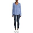 thumbnail image 2 of Time and Tru Women's Cozy Henley T-Shirt with Long Sleeves, 2 of 5