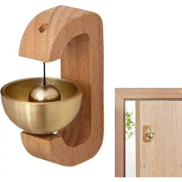 Timbre artesanal, timbre decorativo de madera con soporte magnético, timbre de entrada comercial para tiendas, apto para puertas, ventanas y refrigeradores.