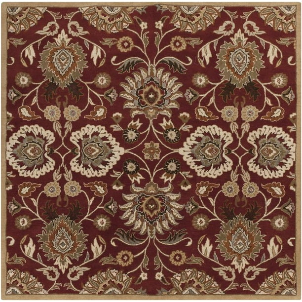 Mark&Day Area Rugs, 4x4 Eckville Traditional Square Brown Red Area Rug