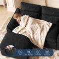 thumbnail image 3 of Villeston 129" U-Shaped Cloud Sofa With Chaise Lounge, Chenille Sofa With Wireless Charging, Bluetooth Speaker, Two Cup Holders, Storage Drawer, Suitable For Living Room,Black, 3 of 8
