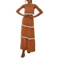 thumbnail image 3 of Baywell Womens 2024 Summer Two Piece Vacation Beach Outfits Dressy Sleeveless Cropped Tank Tops and High Waisted Long Maxi Skirt Sets Light Brown S, 3 of 8