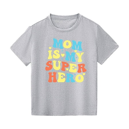 

JSGEK 8-9 Years Kids Regular Fit Casual Loose Tees Cute Print T-Shirts Crewneck Funny Letter Printing Shirts Soft Summer Tops Boys Short Sleeve Shirts Comfort Gray