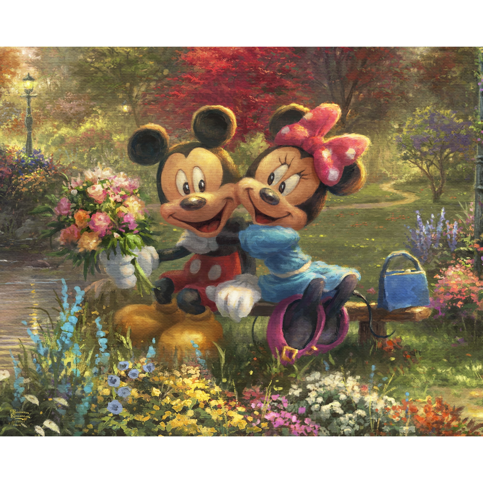 (2 pack) Disney 1 Yard 100% Cotton Mickey and Minnie in Central Park, Multi-color, 44" Wide for Quilting & Sewing
