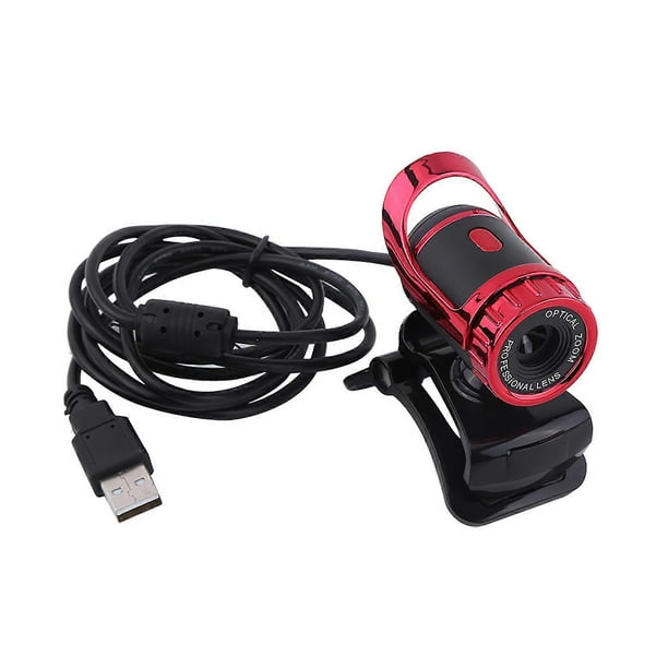 12MP HD Clip-on Webcam with 360° Rotating Stand and Built-in Microphone for PC, Red