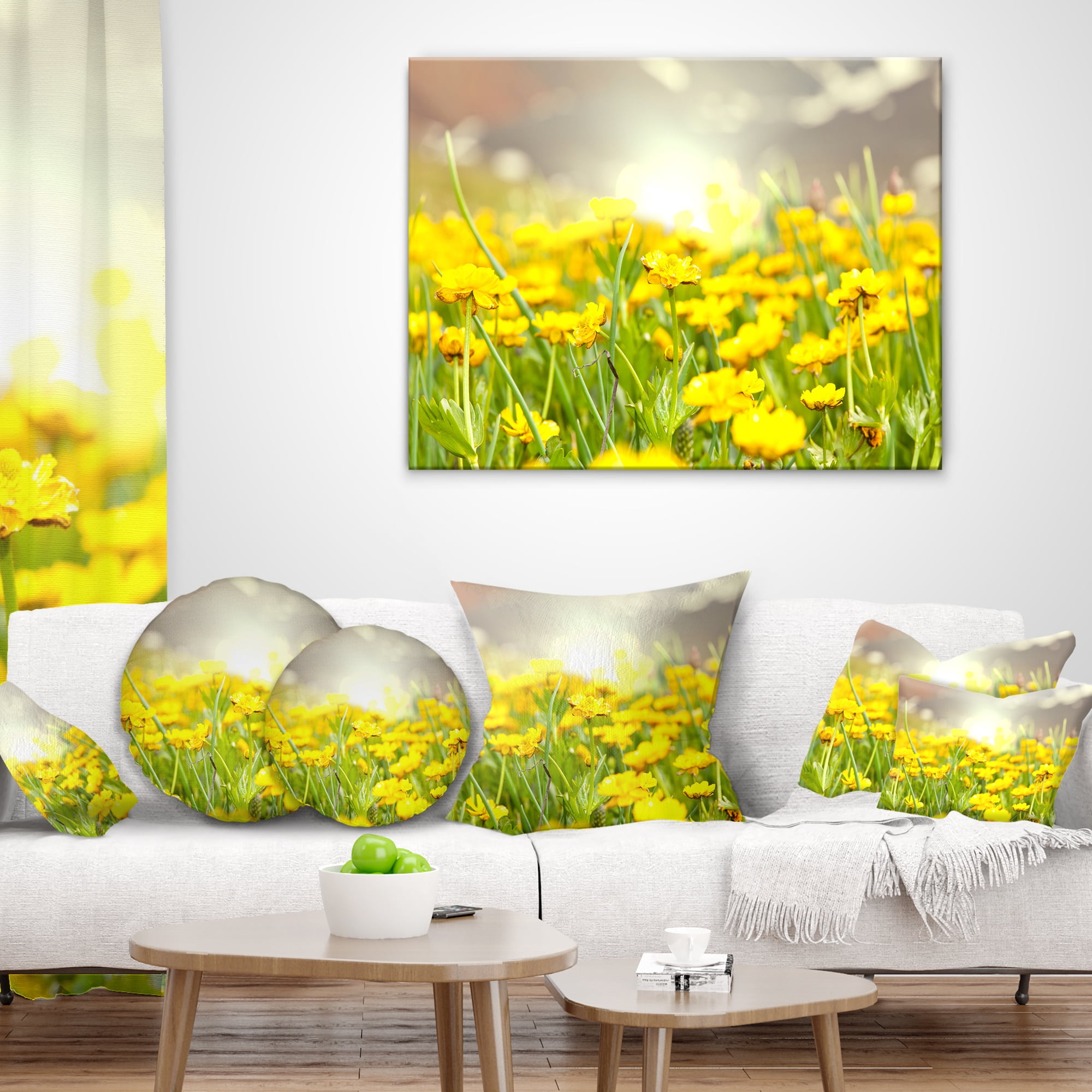 Designart 12" x 20" Yellow Polyester Throw Pillow