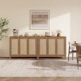 thumbnail image 6 of SICOTAS 43.5"W Sideboard Buffet Cabinet with 3 Rattan Accents Doors Set of 2, Farmhouse Credenza Storage Cabinet with Adjustable Shelves, Boho Style, Reclaimed Caramel Oak, 6 of 13