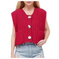 thumbnail image 2 of TYGHBN Women's Sleeveless Solid Color Pocket Button Knit Cardigan Vest Style Short Outerwear for Spring and Summer Long Open Cardigan Sweater Patterned Sweaters for Women Womens Cardigan plus down, 2 of 7
