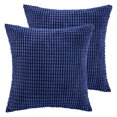 thumbnail image 4 of Soft Corduroy Corn Striped Velvet Series Decorative Throw Pillow, 22" x 22", Navy Blue, 2 Pack, 4 of 7