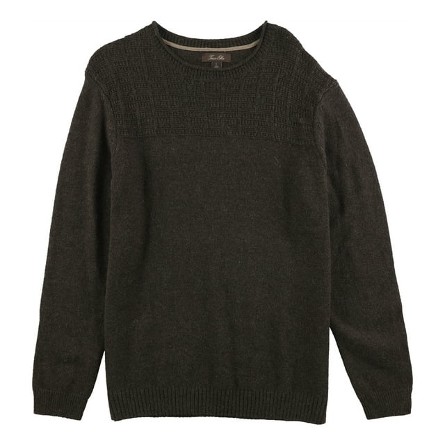Tasso Elba Mens Duel-Textured Knit Pullover Sweater, Brown, XX-Large