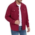 thumbnail image 5 of GIRUNS Men's Corduroy Jacket Long Sleeve Button Down Shirts Casual Shirt Jackets with Flap Pockets Wine Red L, 5 of 8