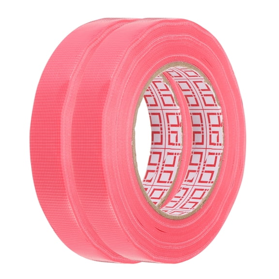 Uxcell 2 Rolls Wire Harness Cloth Tape 0.79"x164ft(20mmx50m) 0.2mm Thick Fabric High Adhesive Tearable Heat Resistant Tapes for Carpet Seaming Auto Cable Fixed, Pink