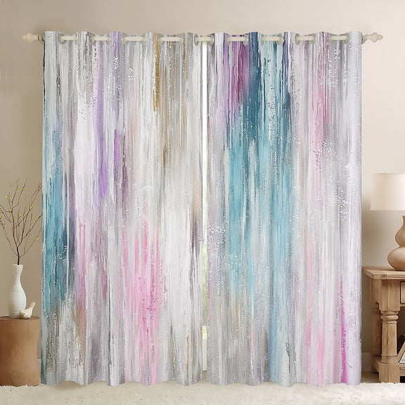 Castle Fairy Geometric Lines Curtains Pack Of 2 (42X84 Each) for Teens Boys Women Girls,Abstract Gradient Watercolor Curtains Blackout,Minimalist Stripes Bedroom Curtains,Ultra Soft Home Decor