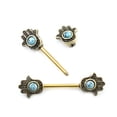 thumbnail image 4 of Pair of Nipple Barbells with Hamsa Hand Design and Turquoise Stone 14g, 4 of 9