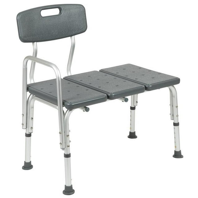 Pemberly Row Traditional Plastic Bath Transfer Bench in Gray