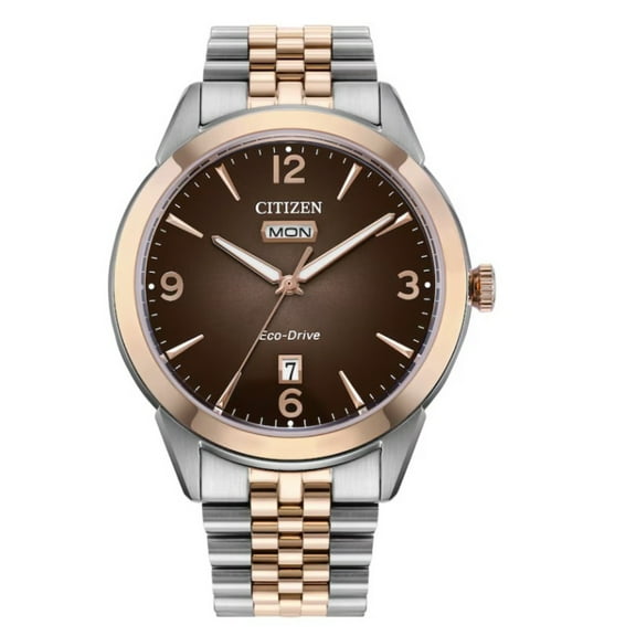 Citizen Rolan Eco-Drive Brown Dial Two-Tone Men's Eco-Drive Watch AW0156-57X