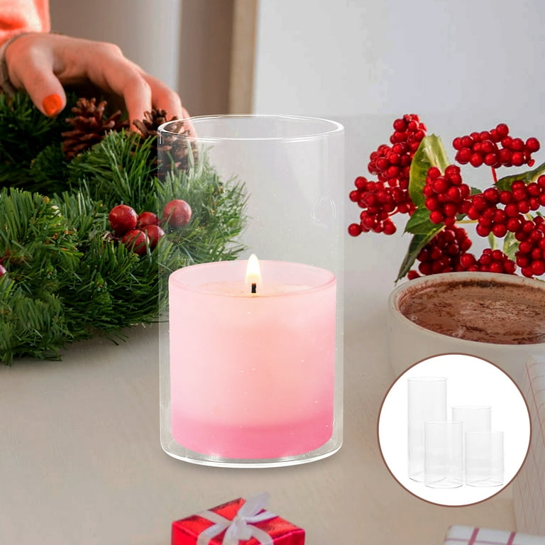 NUOLUX 4pcs Glass Candle Cover Glass Candleholder Cup Shade Windproof Glass  Candle Cylinder