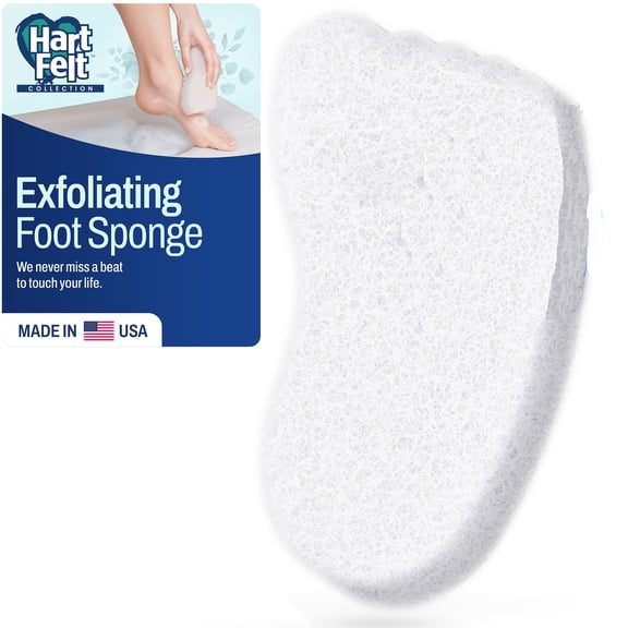 HartFelt Exfoliating Foot Scrubber Sponge for Adults – Smooths Heels & Toes, 1 Count, White