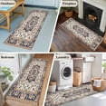 thumbnail image 6 of Vintage Floral Washable Area Rug 2 x 6 ft Brown Navy Classical Bohemian Farmhouse , Soft Non Slip Rugs Stain Repellent Indoor Felt Carpet for Living Dining Room Bedroom Home Office, 6 of 9
