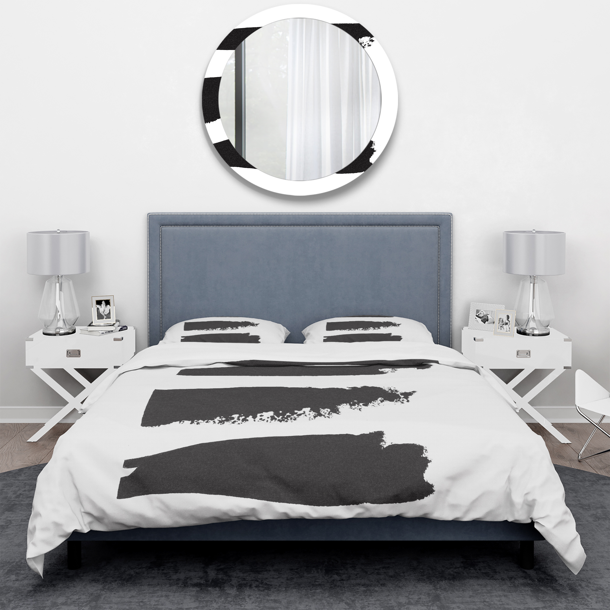 Designart 'Black and White Geometric Company II' Geometric Duvet Cover Set
