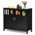 thumbnail image 1 of Costway Buffet de Cuisine Serveur Bahut Armoire de Rangement avec 2 Portes et Tablette Noir, 1 of 10