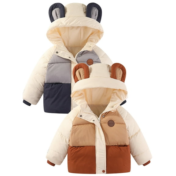 Baby Boys Girls Coat Toddler Kids Bear Hoods Jacket Lightweight Outerwear, 1-6Y